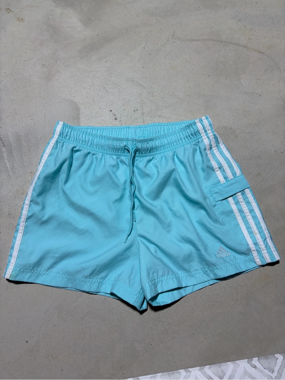 adidas Light Blue Athletic Shorts with White Stripes